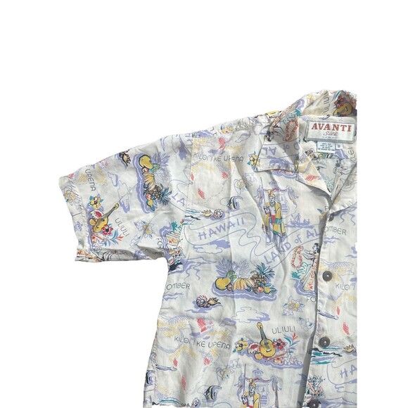 VTG Avanti Silk Hawaiian Shirt kiloi i ke upena Pa’u Rider uliuli Beach Comber S - Picture 5 of 13